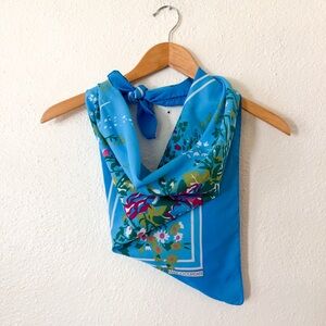 Vintage 1970s Marco Corsari Blue Floral Scarf